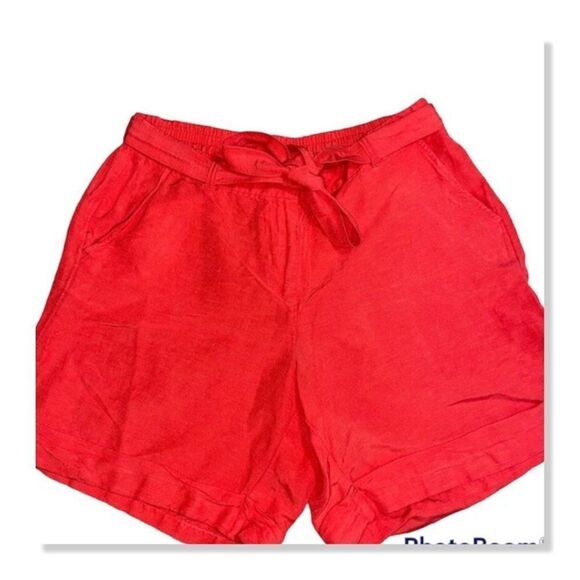 NEW! Lane Bryant Linen-Blend Belted Shorts - size 22/24 in Red-Orange - Picture 1 of 15